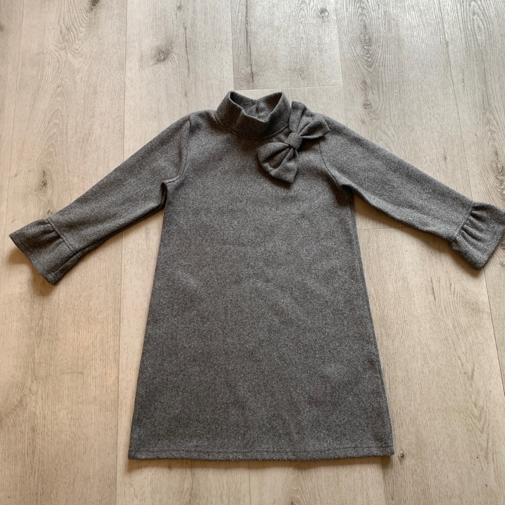 Shein A-Line Knitted Dress with Neck Bow and Flared Sleeves